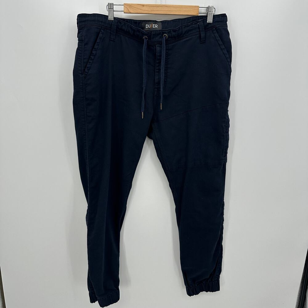 DUER Mens N2X Slim Fit Navy Blue Joggers‎ Size 33x29 Stretch Drawstring Waist
